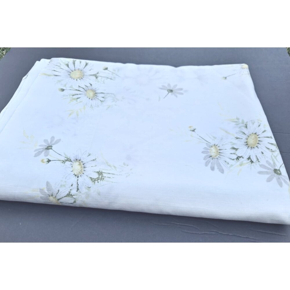 Vintage Sears Yellow Daisy Floral  Percale Perma Prest Full Flat Sheet - Excelle